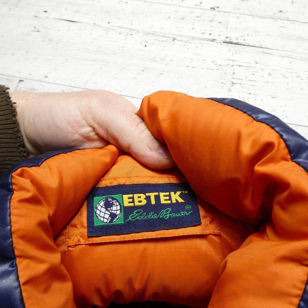 Eddie Bauer EBTEK Vest Mens 2XLT Blue Orange Down Puffer Reversible Ski Outdoor - Picture 3 of 15